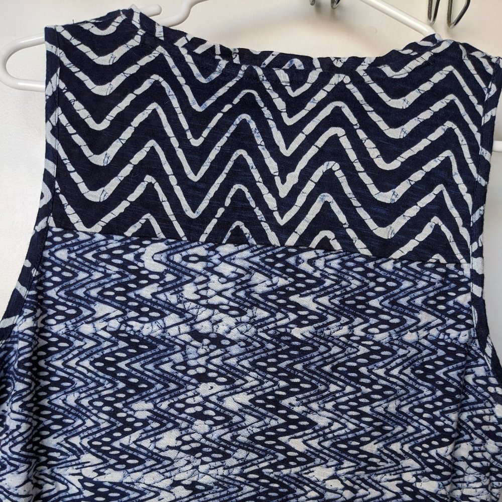 Lucky Brand Navy Blue Zig Zag Tassel Dress Size Medium - Picture 2 of 9